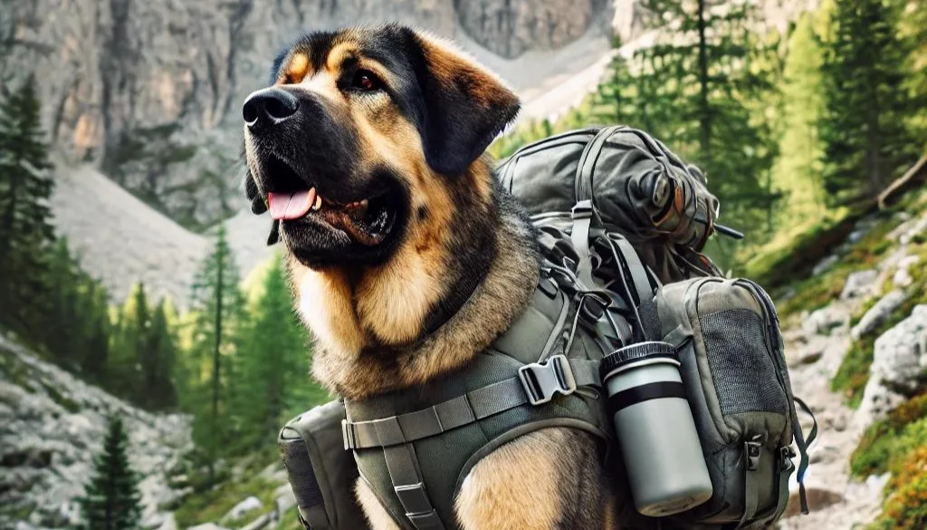 Dog wearing a bagpack