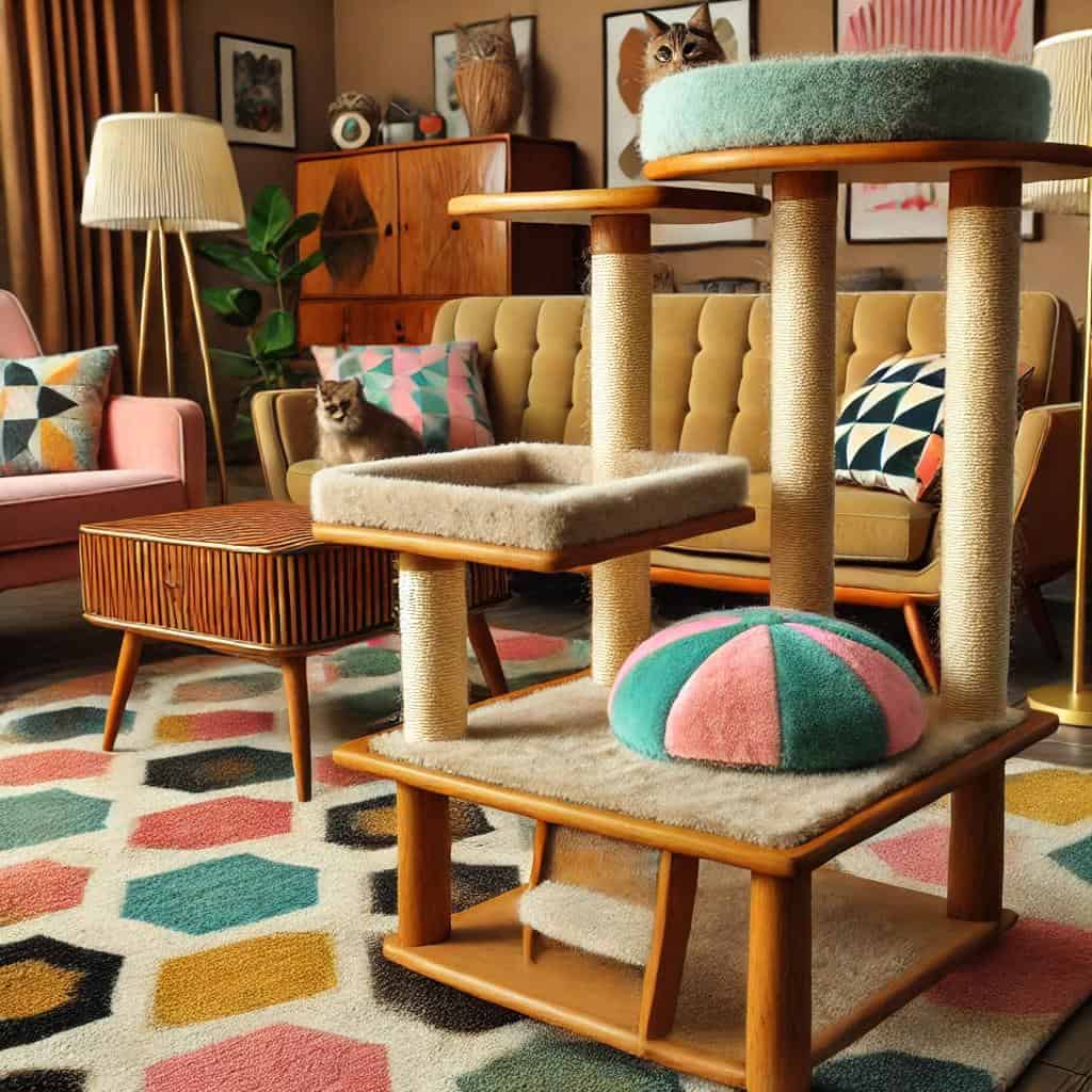 The Modern Cat Tree 2024: Functional and Stylish for Your Cat 5 A mid century modern cat tree featuring wooden pla