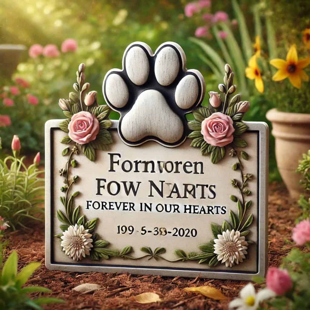 Pet Memorial Gifts: Over 10 great ideas 8 A personalized garden plaque in memory of a pet.