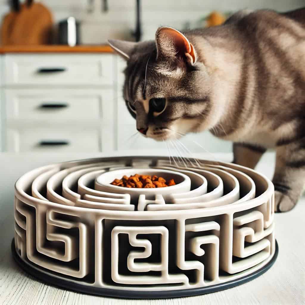 Cat Bowls: Finding the Perfect Fit for Your Feline Friend 5 A slow feeder cat bowl with a maze like design and