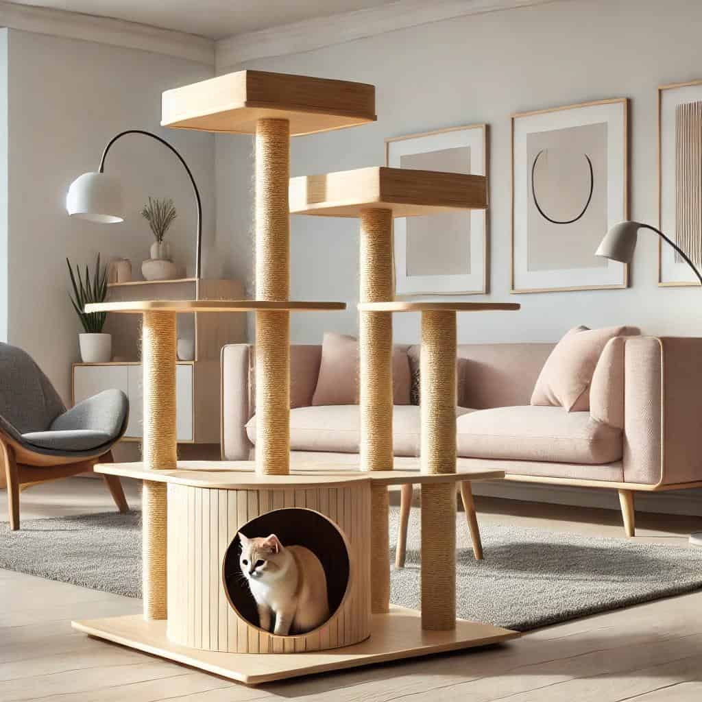 The Modern Cat Tree 2024: Functional and Stylish for Your Cat 2 A stylish modern cat tree furniture piece designe