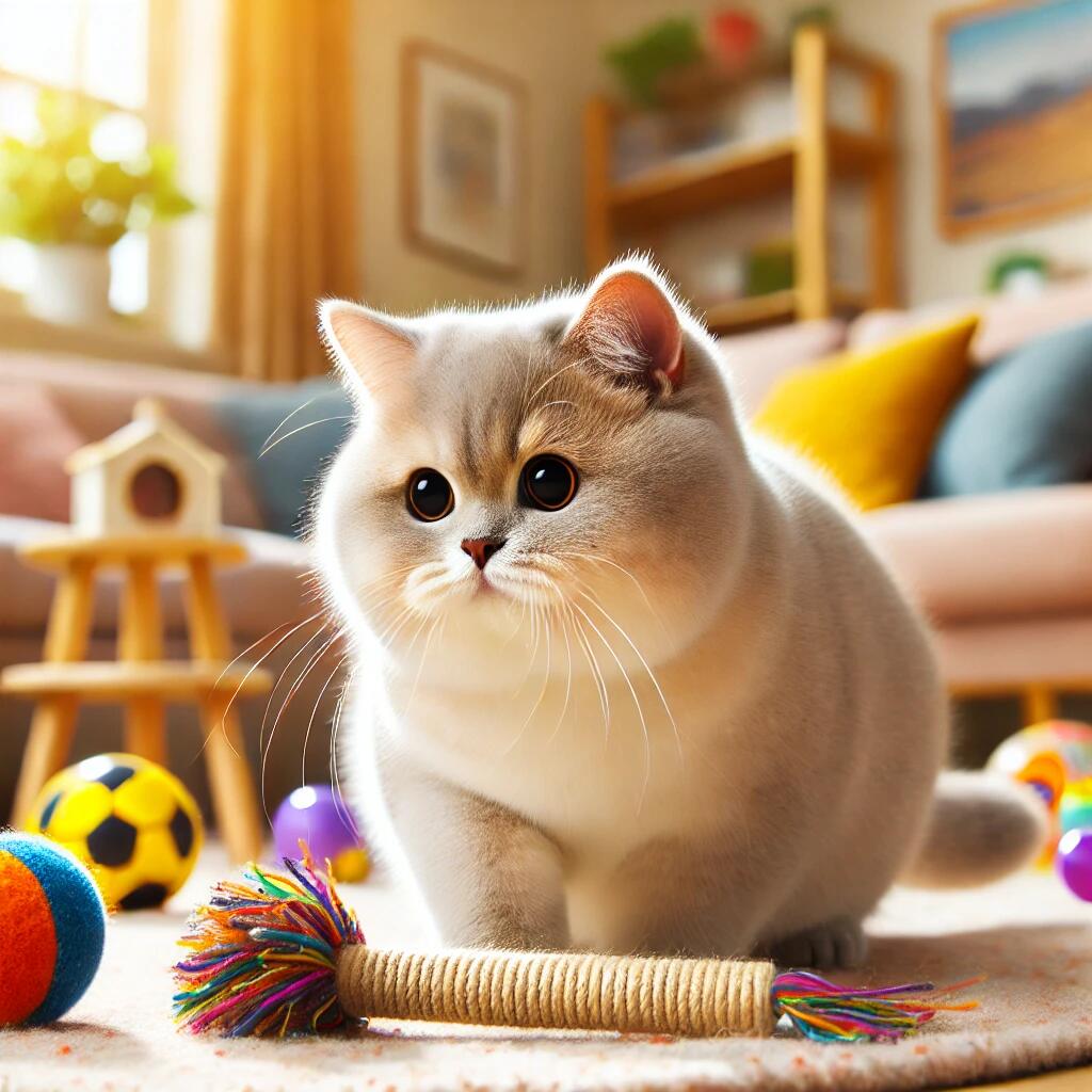 An adorable Pennydown British Shorthair cat with a round face and a soft