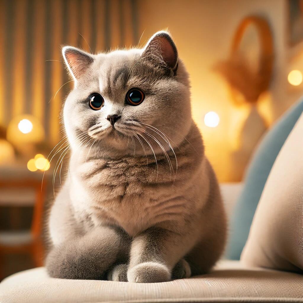 A charming Limatz British Shorthair cat with a round face and plush coat