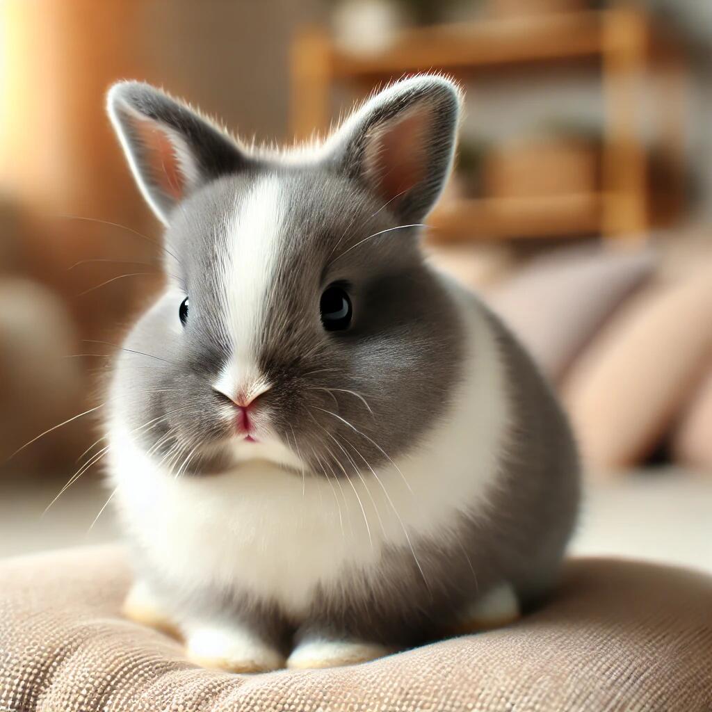 A Netherland Dwarf rabbit, very small in size (around 1.5-2.5 pounds)