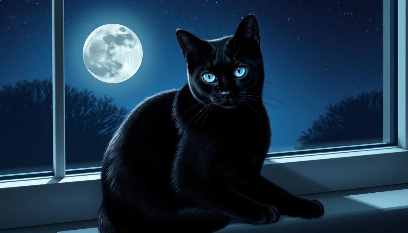 black cat with blue eyes