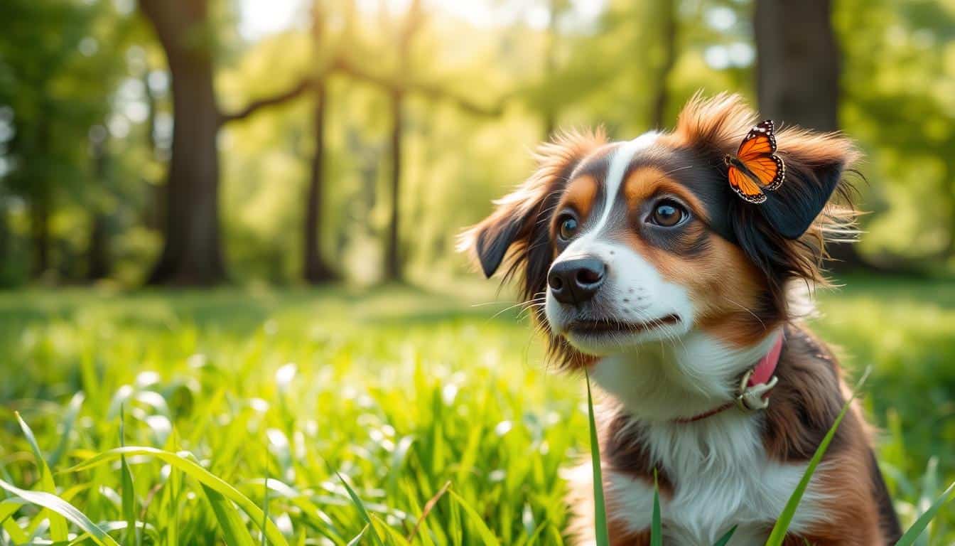 brown and white and black dog